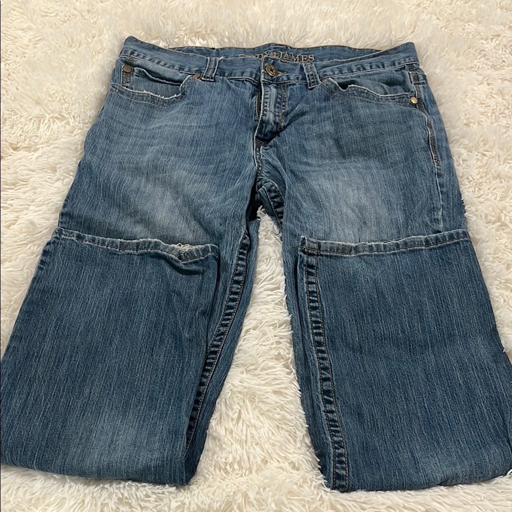 Blue Flare Wide Leg Jeans with Classic Denim Look
